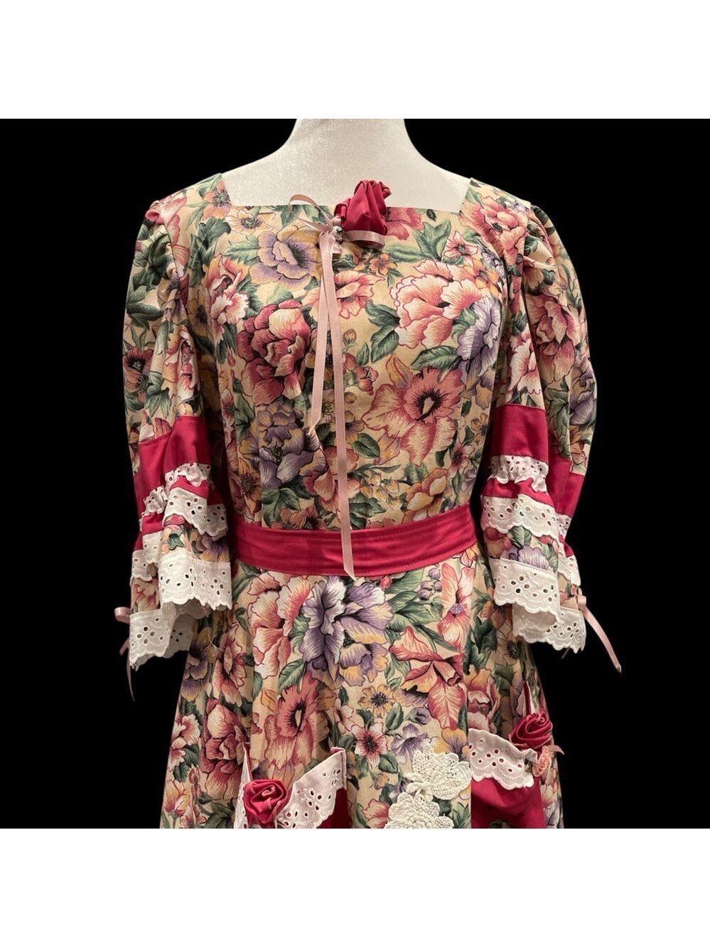Floral Prairie 2 Piece Set M Cottagecore Romantic Fairycore Vintage Style - Picture 6 of 11